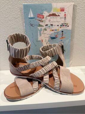 Sorel Beige Elastic-Strap Flat Sandals